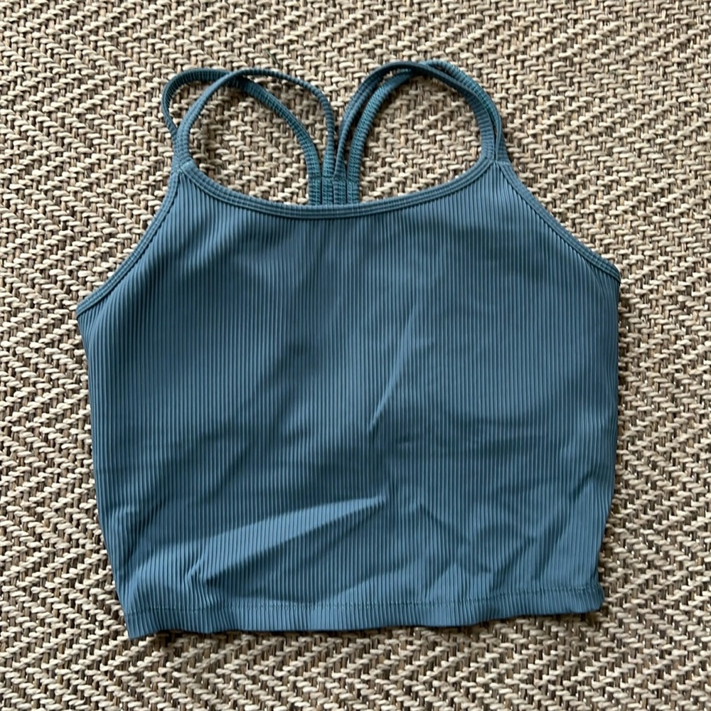 Born Primitive cross back crop tank slate blue size small